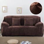 Copridivano in tessuto felpato Copridivano spesso Copridivano elastico per divano Non includono federa, Specifica: 2 posti 145-185 cm (caffè)