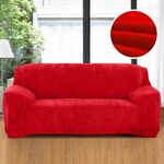 Copridivano in tessuto felpato Copridivano spesso Copridivano elastico per divano Non includono federa, specifica: 4 posti 230-300 cm (rosso)
