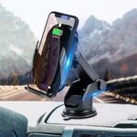 HAMTOD C20 Supporto di ricarica wireless per auto con sensore intelligente QI regolabile da 15 W per telefoni cellulari da 4,6-7 pollici, con ventosa