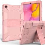 Custodia protettiva antiurto in silicone bicolore con supporto per Galaxy Tab A 10.1 (2019) / T510 (oro rosa)