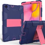 Custodia protettiva antiurto in silicone bicolore con supporto per Galaxy Tab A 10.1 (2019) / T510 (blu scuro + rosa caldo)