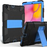 Custodia protettiva antiurto in silicone bicolore con supporto per Galaxy Tab A 10.1 (2019) / T510 (nero + blu)