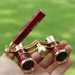 Metallo 3 x 25 Lady con manico Telescopio a doppio cilindro cromo (vino rosso)