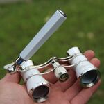 Metallo 3 x 25 Lady con manico Telescopio a doppio cilindro cromato (bianco perla)