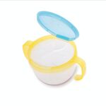 Ciotola per spuntini per bambini Ciotola per alimenti per bambini Piatti per alimenti per bambini Anti fuoriuscita 360 Ruota Piatto per alimenti solido Stoviglie per alimenti per bambini (Giallo)