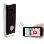 M200A 1080P WiFi WiFi Video Pulsante Video Pulsante rotondo, supporta il rilevamento del movimento a infrarossi e il tasso adattativo e il tasso adattativo e l'intercomunico a due vie e il telecomando / pir wakeup (bianco)