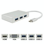 Adattatore hub USB da USB C a HDMI VGA Convertitore 5 in 1 USB 3.1 per laptop per MacBook, ChromeBook Pixel, Huawei MateBook