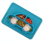 Piastra per auto quadrata in silicone alimentare per bambini integrata (blu)