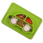 Piastra per auto quadrata in silicone alimentare per bambini integrata (verde)