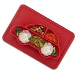Piastra per auto quadrata in silicone alimentare per bambini integrata (rossa)