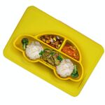 Piastra per auto quadrata in silicone alimentare per bambini integrata (gialla)