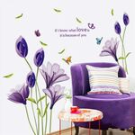 Home Decor Fai da te Purple Lily Flower Poster Soggiorno Adesivi murali decorativi Adesivi da parete rimovibili Adesivi impermeabili rimovibili, Dimensioni: m