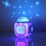 Sveglia con calendario musicale per studenti semplice Orologio elettronico con proiezione di stelle creativo colorato a decompressione