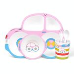 Piatto piano cartone animato in fibra di bambù per bambini (rosa)