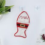 CX20223 Multifunzione a forma di pesce Calza natalizia Borsa regalo Coltello Forchetta Manica Decorazione pendente albero di Natale (Bianco)