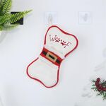 CX20223 Multi-funzione a forma di osso Calzino di Natale Borsa regalo Coltello Forchetta Manica Decorazione pendente per albero di Natale (Bianco)