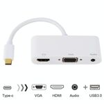 USB 2.0 + porta audio + adattatore VGA + HDMI a USB-C / Type-C HUB (bianco)
