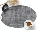 Tovaglietta per tavolo da pranzo di forma ovale in PVC Isolamento termico Tovagliette antiscivolo Tovagliette per stoviglie (grigio)
