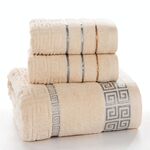 Set da bagno con asciugamani in cotone scozzese 3 pezzi (cachi)