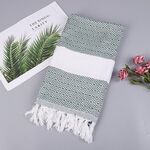 Asciugamano da bagno in cotone a righe con nappe da viaggio sottile da campeggio, sauna, spiaggia, palestra, coperta da piscina, assorbente facile da pulire