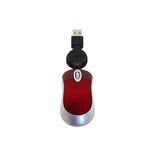 Mini computer mouse cavo USB retrattile ottico ergonomico 1600 DPI piccoli mouse portatili per laptop (rosso)