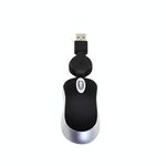 Mini computer mouse cavo USB retrattile ottico ergonomico 1600 DPI piccoli mouse portatili per laptop (nero)