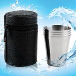 4 in 1 Mini tazza da esterno in acciaio inossidabile Escursionismo Campeggio da viaggio Set di tazze per acqua potabile portatile Tazza in pelle, colore: 30ML