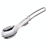 2 pezzi Outdoor Campeggio Escursionismo Forchetta in metallo in acciaio inossidabile Cucchiaio Stoviglie Cucina Picnic Pieghevole Spork