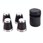 4 in 1 70ml Stoviglie da campeggio all'aperto Tazze da viaggio Set Forniture da picnic Bicchiere da birra per vino in acciaio inossidabile Tazze da whisky Pelle PU
