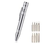 Set di cacciaviti mini penna multifunzione in alluminio 8 in 1 (argento)