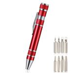 Set di cacciaviti mini penna multifunzione in alluminio 8 in 1 (rosso)