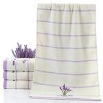 Asciugamani per il viso in puro cotone a righe addensate con motivo lavanda Asciugamani assorbenti per il viso (bianco)