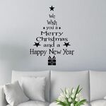 Benedizione Albero di Natale Soggiorno Finestra Porta in vetro Decorazione murale natalizia rimovibile (Nero)