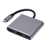 V125 UCB-C / Type-C maschio a PD + HDMI + USB 3.0 femmina 3 in 1 convertitore (grigio)