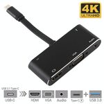 V126 UCB-C / Type-C maschio a PD + HDMI + VGA + audio + convertitore 5 in 1 femmina USB 3.0