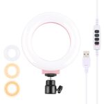 Pulluz 4,7 pollici 12 cm USB 3 modalità dimmerabile anello a led selfie bellezza vlogging fotografia video luci con testa a sfera treppiede (rosa)
