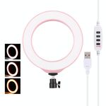 PULUZ 6,2 pollici 16 cm USB 3 modalità Dimmerabile LED Anello Vlogging Fotografia Luci video con testa a sfera treppiede (rosa)