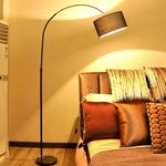 Soggiorno camera da letto studio semplice lampada da terra telecomando (H nero + 5W LED luce calda)
