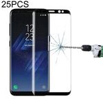 25 PCS per Galaxy S8 Plus / G955 0,26 mm 9H Durezza superficiale Schermo serigrafico curvo 3D Completamente adesivo Proteggi schermo in vetro temperato a schermo intero completamente adesivo (nero)