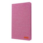 Per Galaxy Tab a 10.1 (2019) T510 / T515 Custodia in pelle con vibrazione orizzontale in tessuto Teature con supporto e slot per schede (rosa rossa)