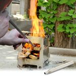 2 PCS Outdoor Camping Fire Tool Ventilatore in acciaio inox Picnic Barbeque Barbecue Strumento Retrattile Blow Torch, Specifica: 6 sezioni
