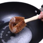 10 PCS Olio antiaderente naturale di palma da cocco Manico lungo Pennello per pentole Pennello per pulizia Strumento per la pulizia della cucina