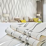 Simple 3D ondulazione dell'acqua ondulazione non tessuta wallpaper decorazione della casa adesivo murale (bianco)