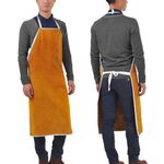 Grembiule per saldatura elettrica in pelle intera Abbigliamento protettivo antispruzzo per alte temperature a prova di fuoco (arancione)
