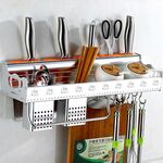 50 cm 2 cilindri per bacchette 6 ganci Cucina Multi-funzione monostrato Porta coltelli da appendere a parete Rack di stoccaggio
