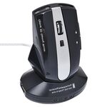Mouse ottico wireless ricaricabile MZ-011 2.4GHz 1600 DPI con funzione HUB (nero)
