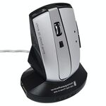 Mouse ottico wireless ricaricabile MZ-011 2.4GHz 1600 DPI con funzione HUB (nero argento)