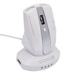 Mouse ottico ricaricabile wireless MZ-011 da 2,4 GHz 1600 DPI con funzione HUB (bianco perla)