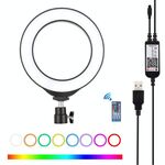 PULUZ 6,2 pollici 16 cm USB RGBW dimmerabile LED Anello Vlogging Fotografia Luci video con scarpa fredda Testa a sfera treppiede e telecomando (nero)