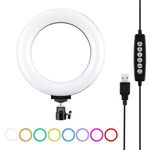 PULUZ 6,2 pollici 16 cm USB 10 modalità 8 colori RGBW dimmerabile LED Anello Vlogging Fotografia Luci video con testa a sfera treppiede (nero)